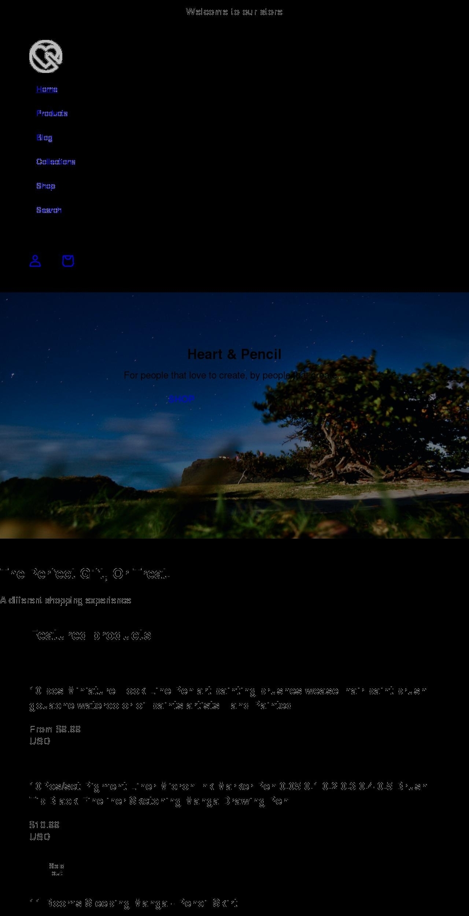 heartandpencil.com — Shopify storefront screenshot
