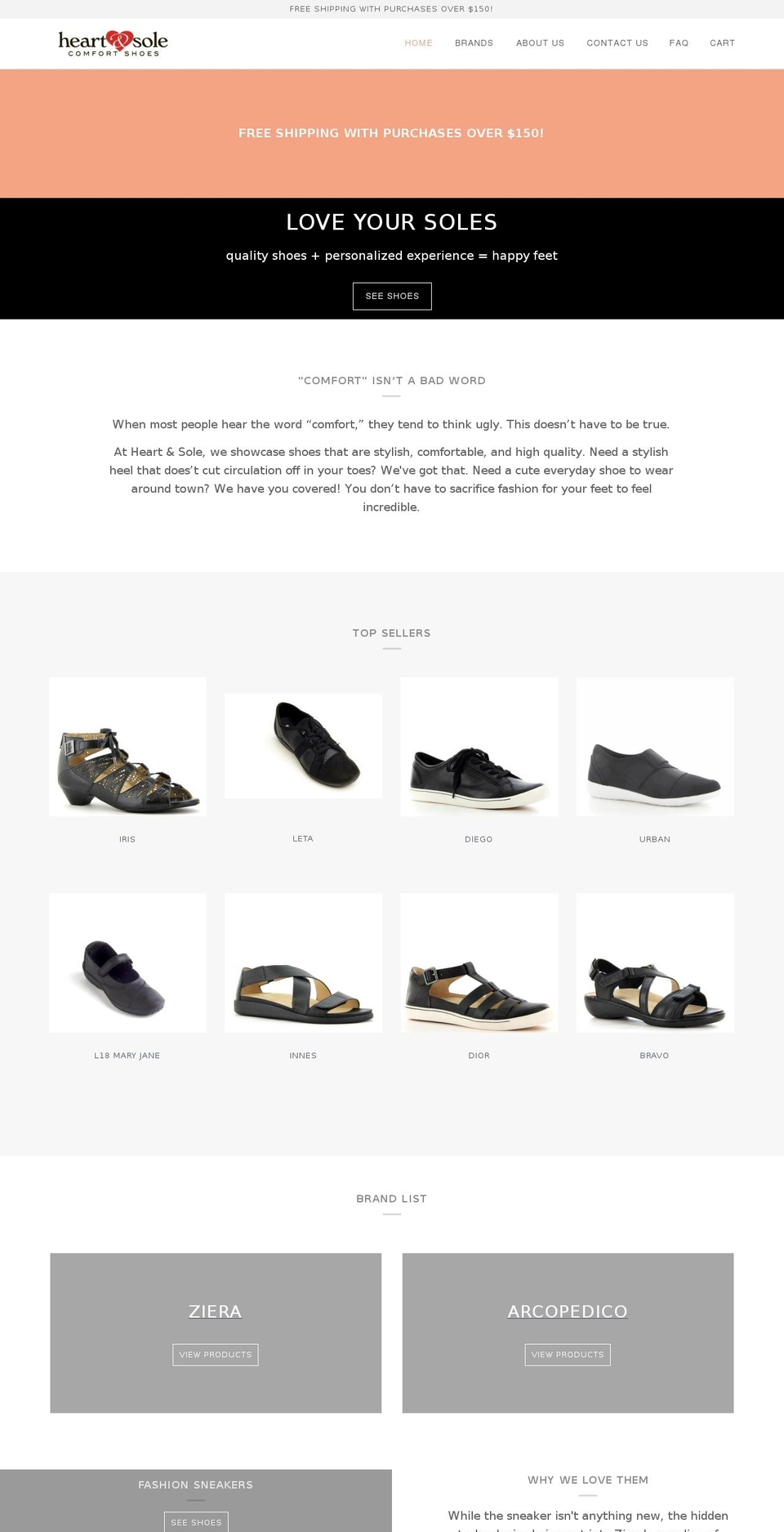 heartandsoleshoes.net shopify website screenshot