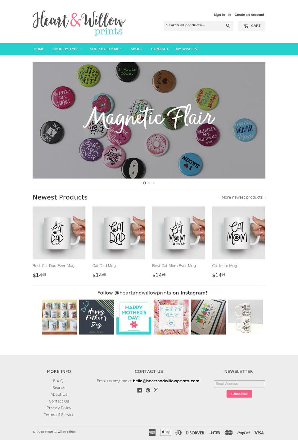 heartandwillowprints.com shopify website screenshot