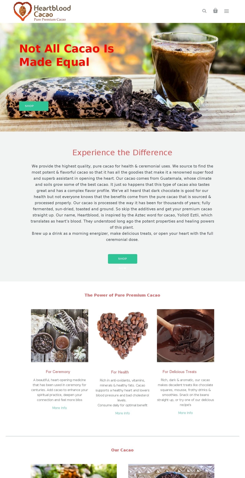 Startup Shopify theme site example heartbloodcacao.com