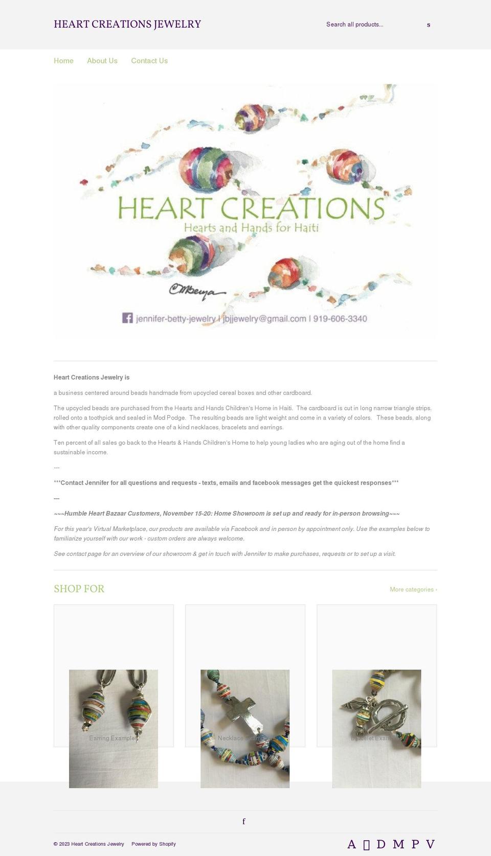 heartcreationsjewelry.com — Shopify storefront screenshot