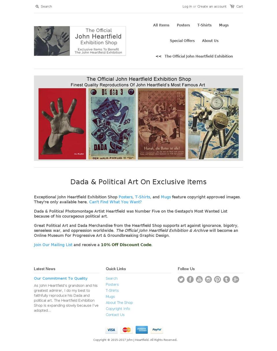 heartfieldexhibitionshop.com shopify website screenshot