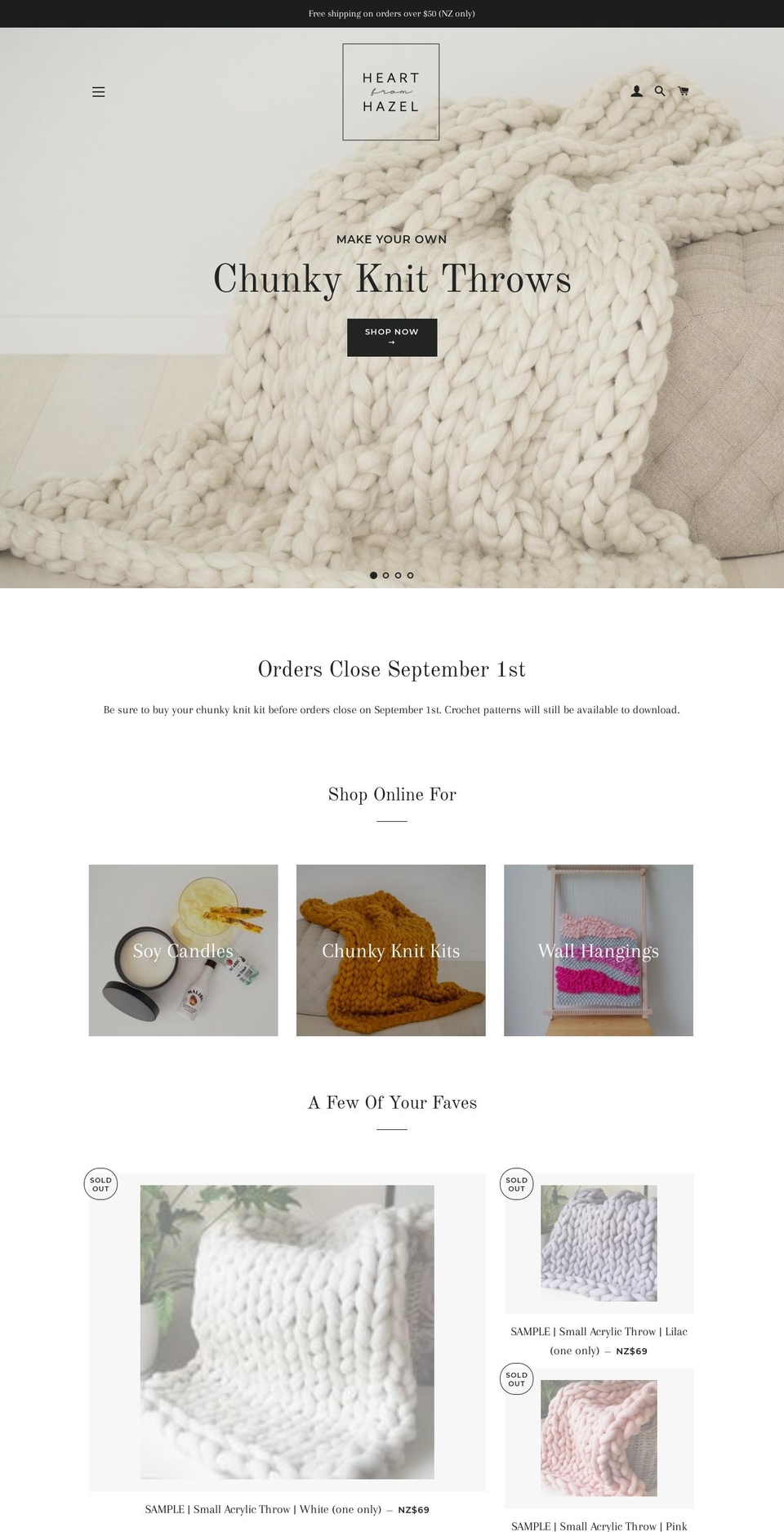 heartfromhazel.com — Shopify storefront screenshot