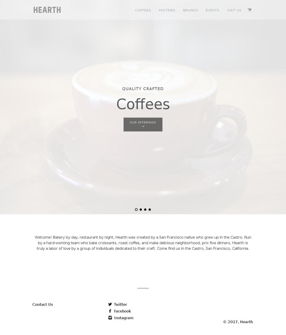 hearthcoffeeroasters.com shopify website screenshot