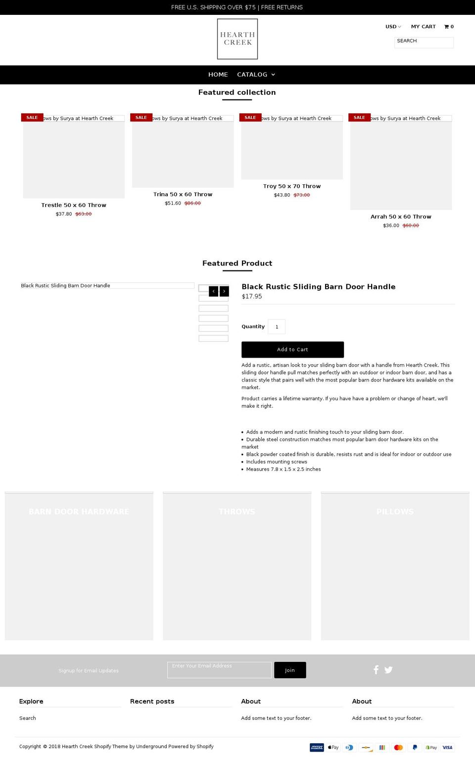 hearthcreek.com — Shopify storefront screenshot