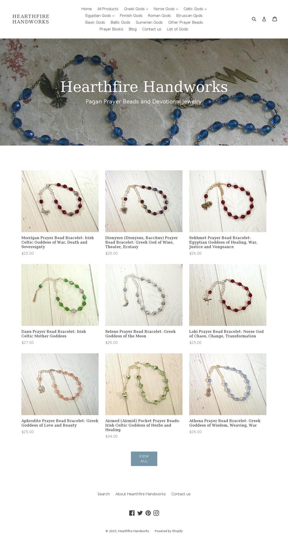 hearthfirehandworks.net shopify website screenshot