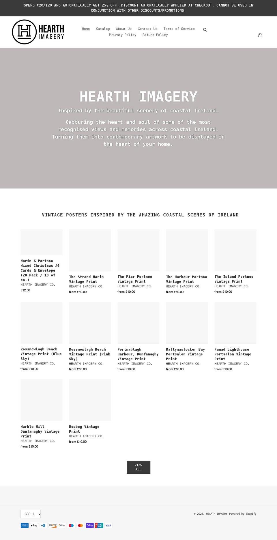 hearthimagery.com shopify website screenshot