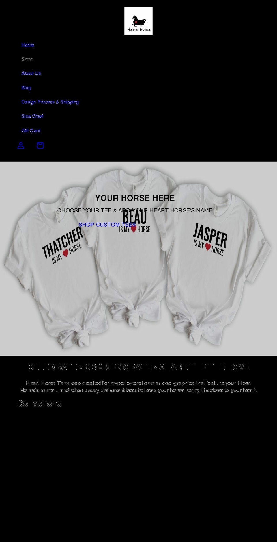 hearthorsetees.com shopify website screenshot