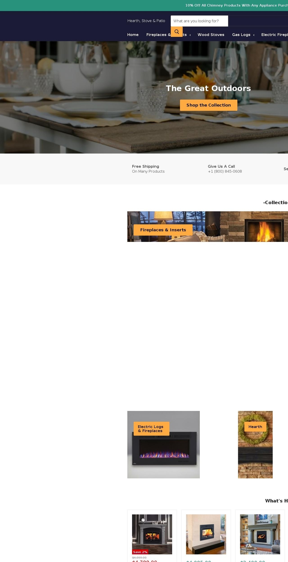 hearthstoveandpatio.com shopify website screenshot