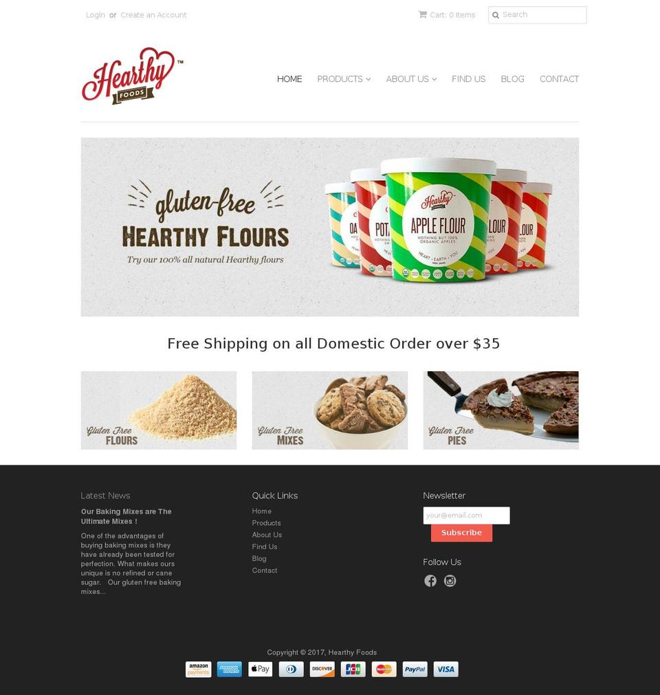 hearthyfoods.com shopify website screenshot