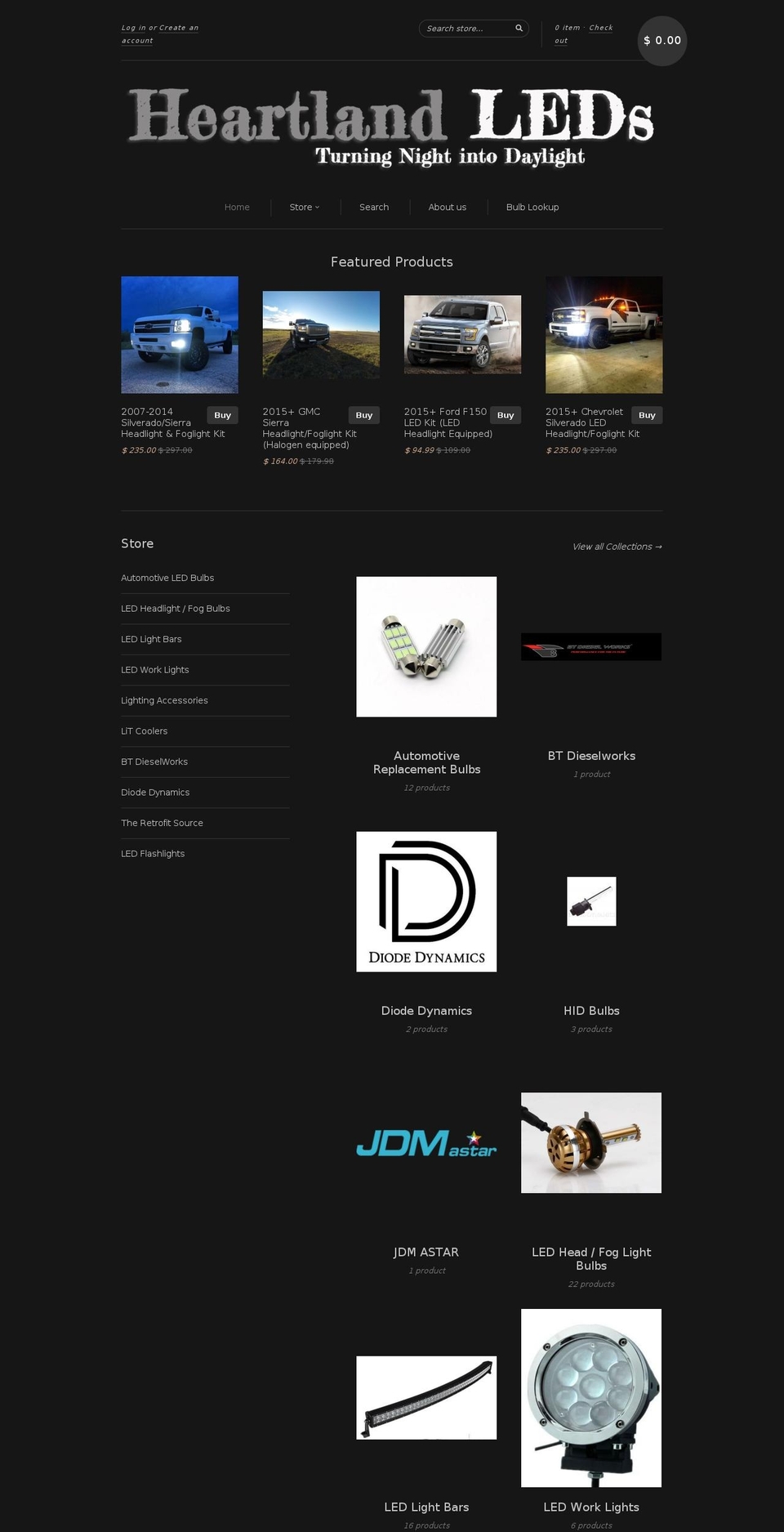 heartlandleds.com — Shopify storefront screenshot