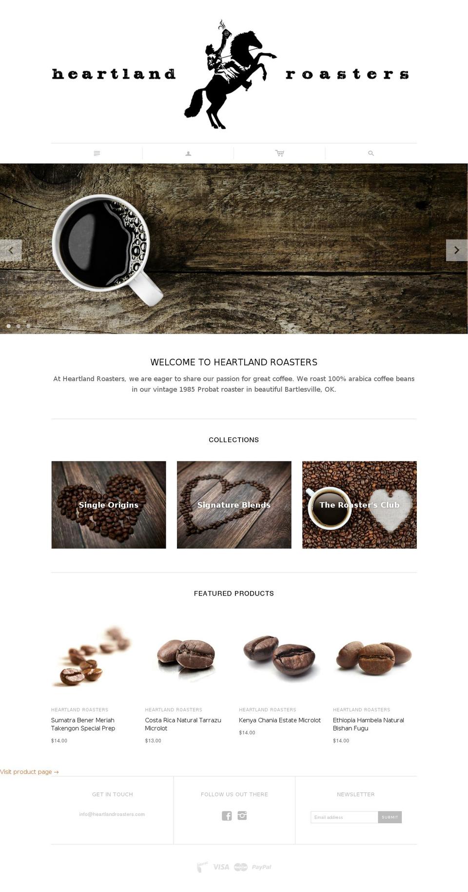 heartlandroasters.com shopify website screenshot