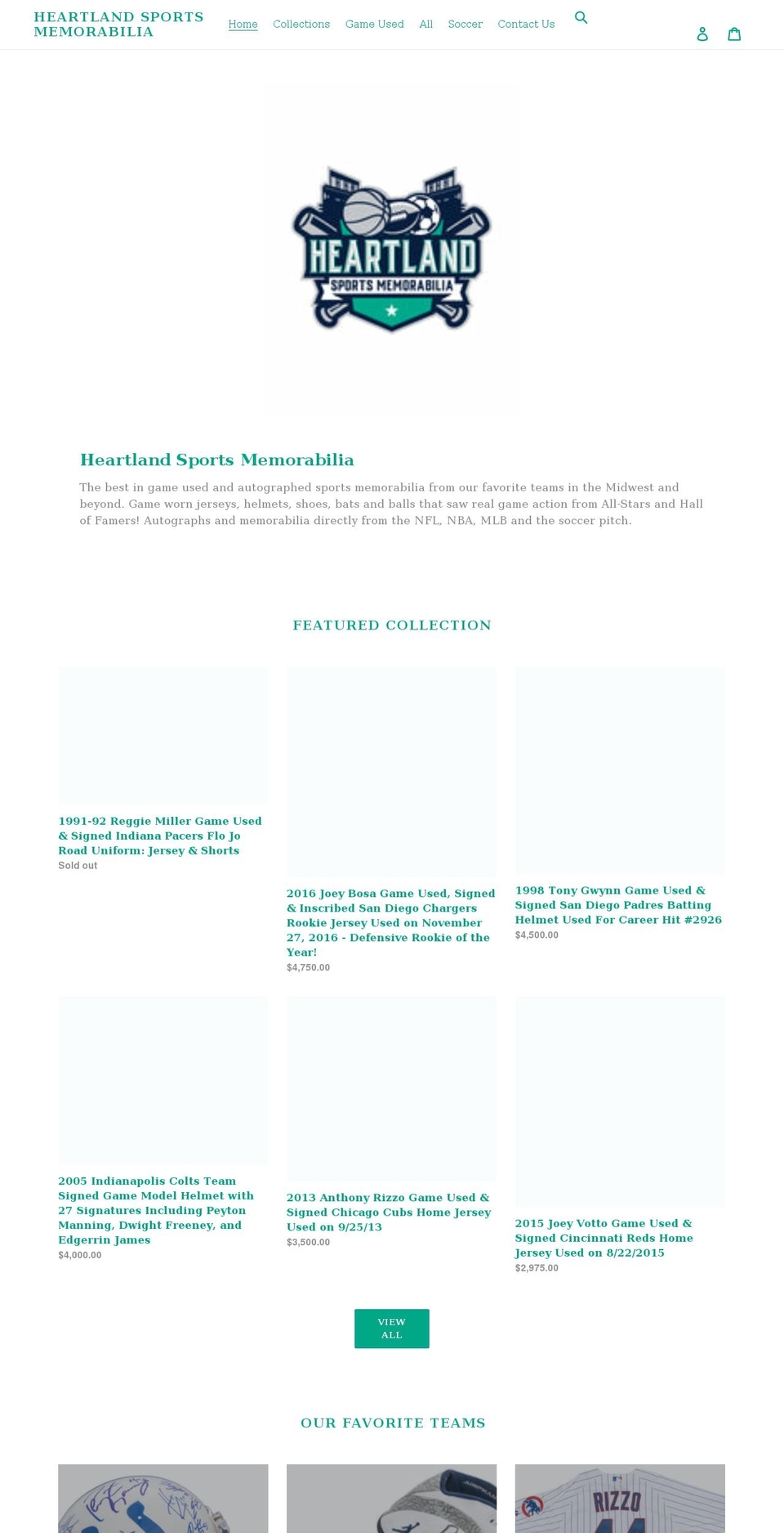 heartlandsports.net shopify website screenshot