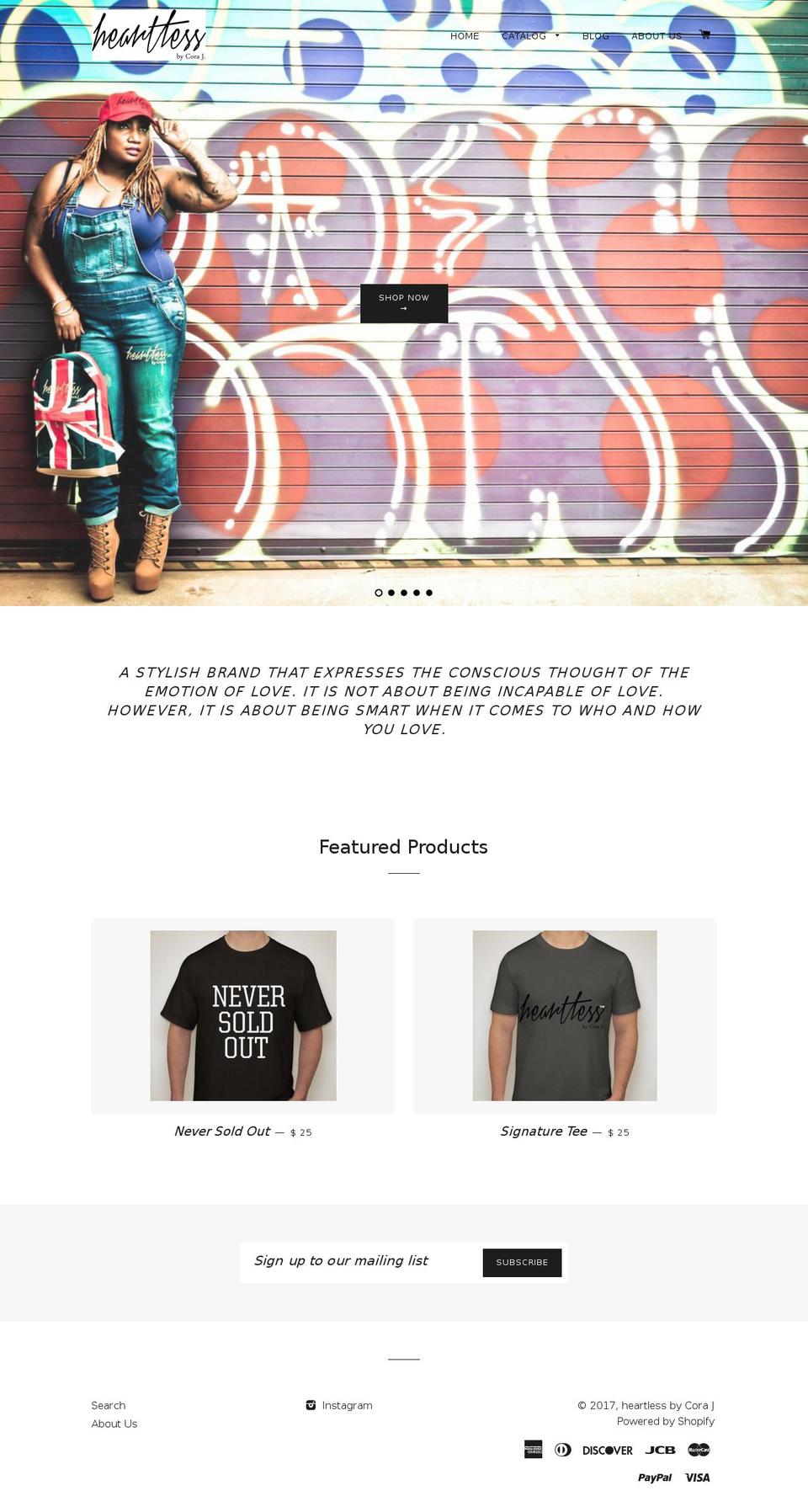 heartlessbycoraj.com shopify website screenshot