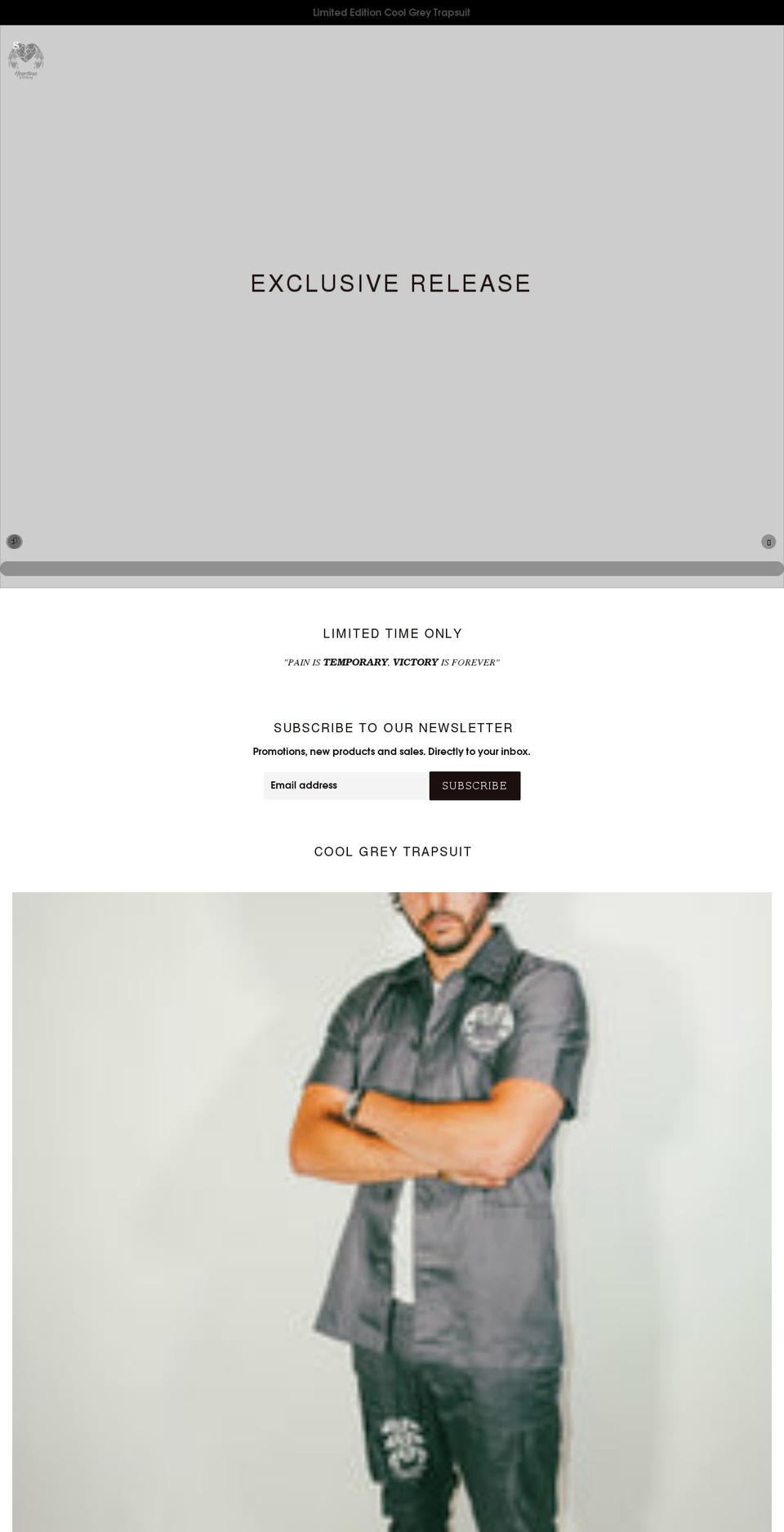 heartlessvictory.com shopify website screenshot