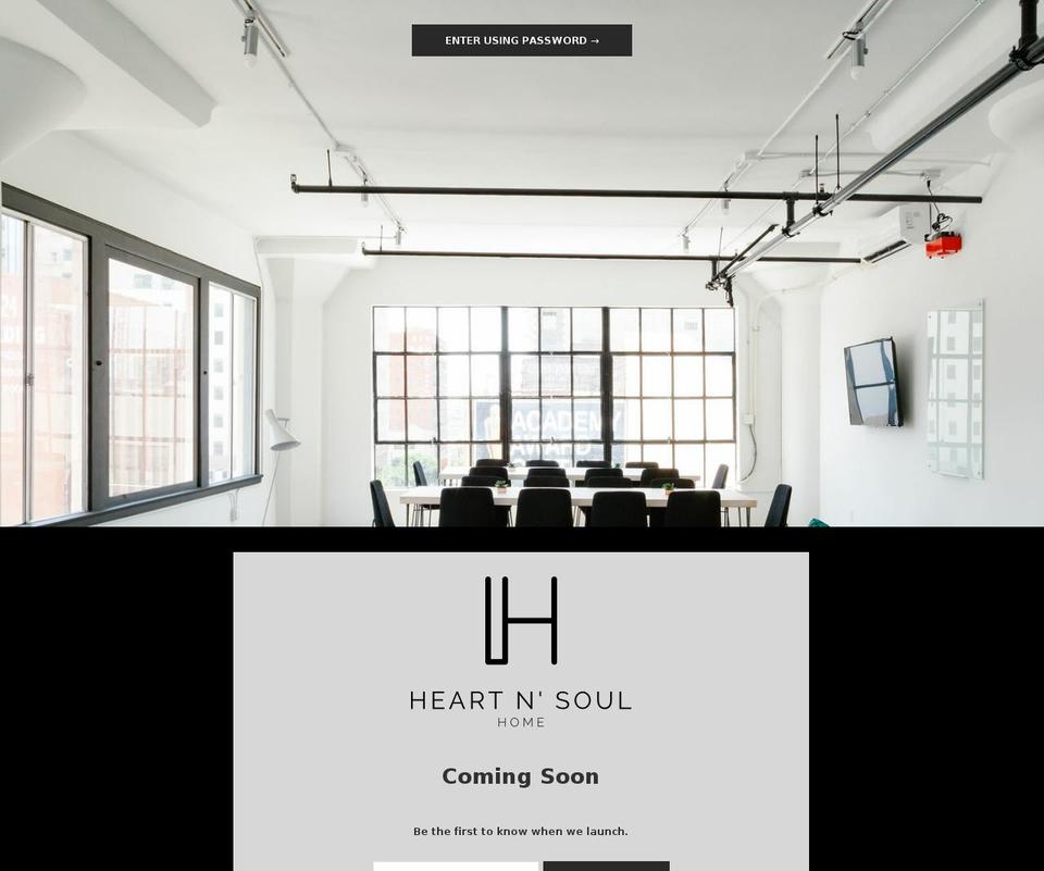 heartnsoulhome.com shopify website screenshot