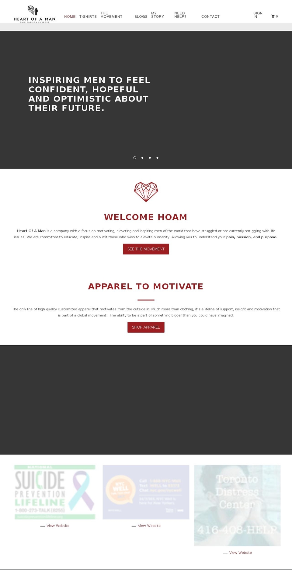heartofaman.com — Shopify storefront screenshot
