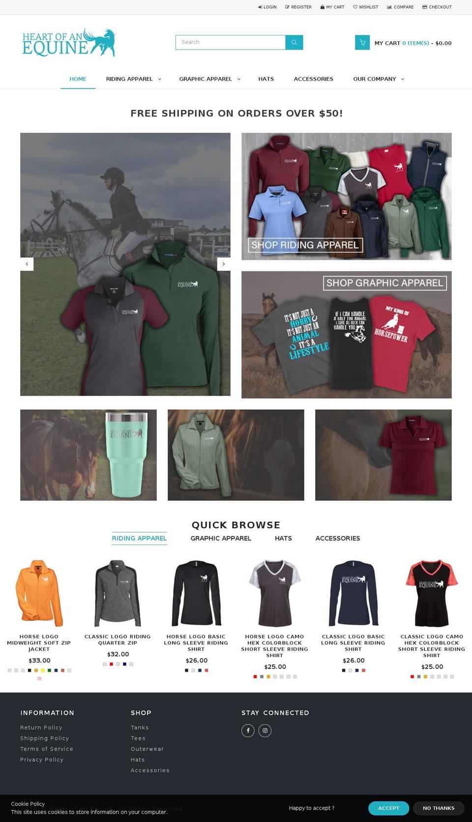 heartofanequine.com — Shopify storefront screenshot