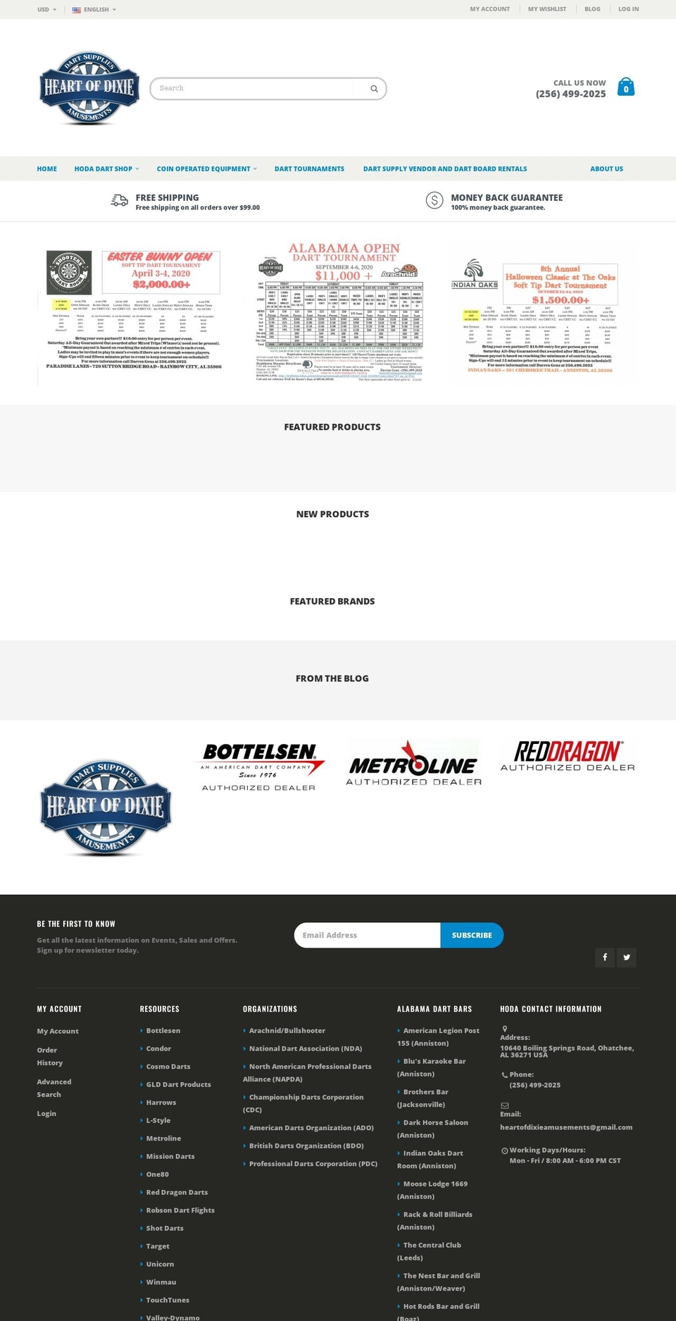 heartofdixieamusements.com — Shopify storefront screenshot