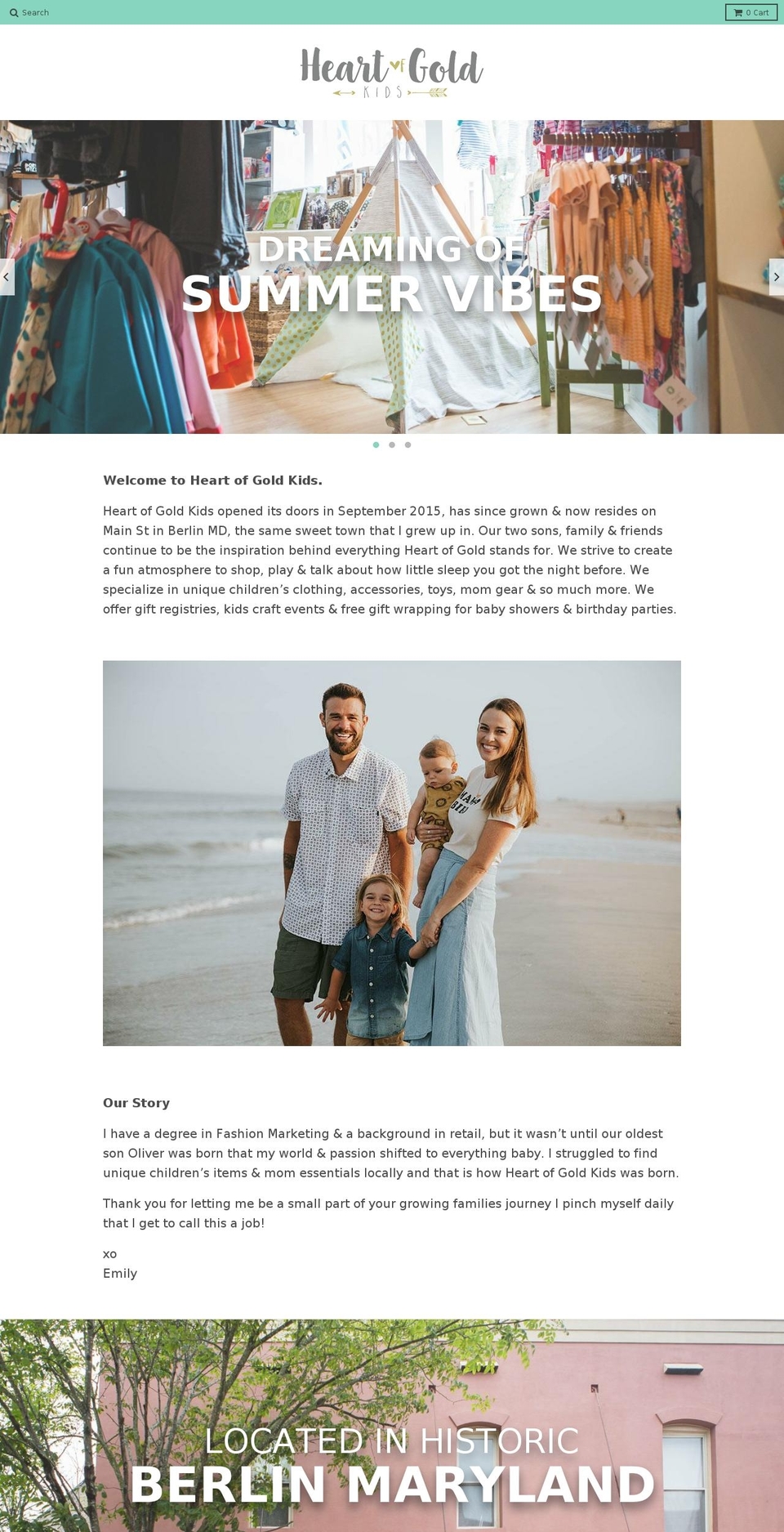heartofgoldkids.com shopify website screenshot