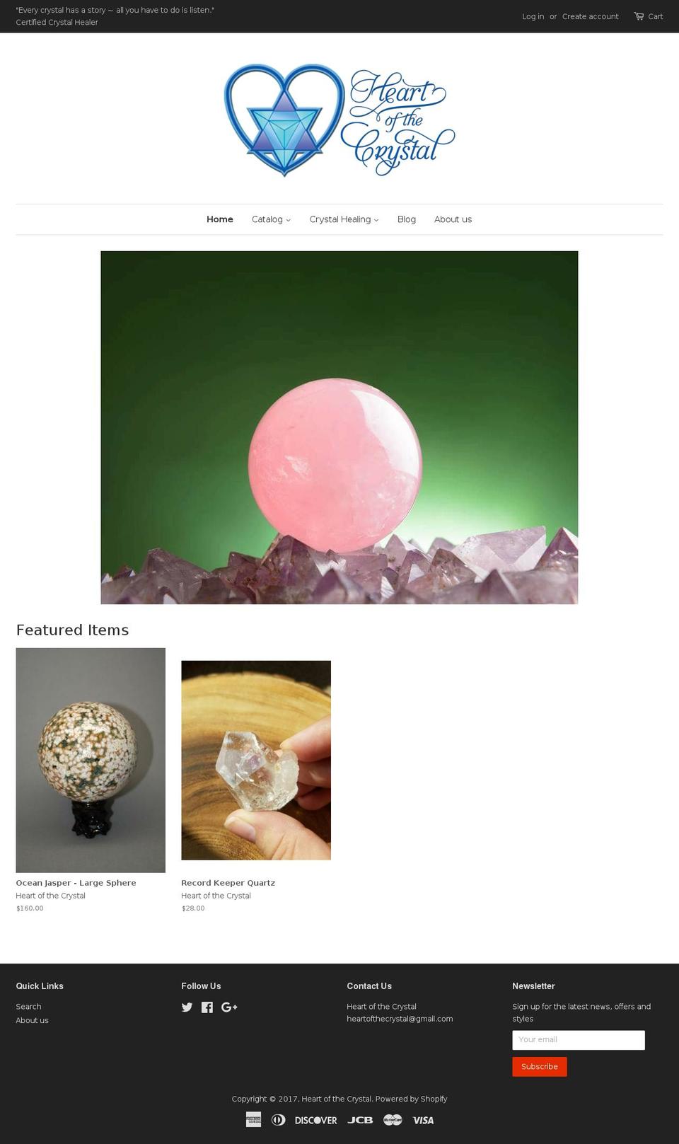 heartofthecrystal.com shopify website screenshot