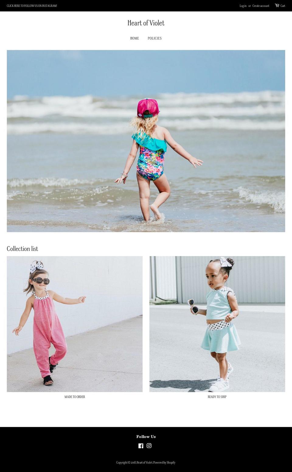 heartofviolet.com — Shopify storefront screenshot