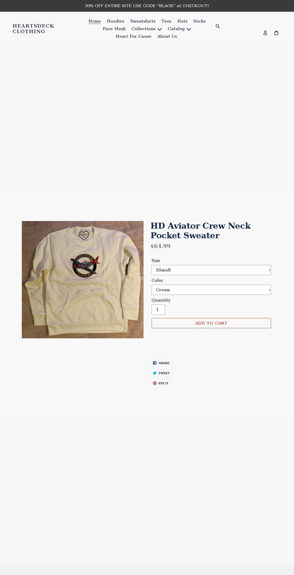 heartsdeckclothing.com shopify website screenshot