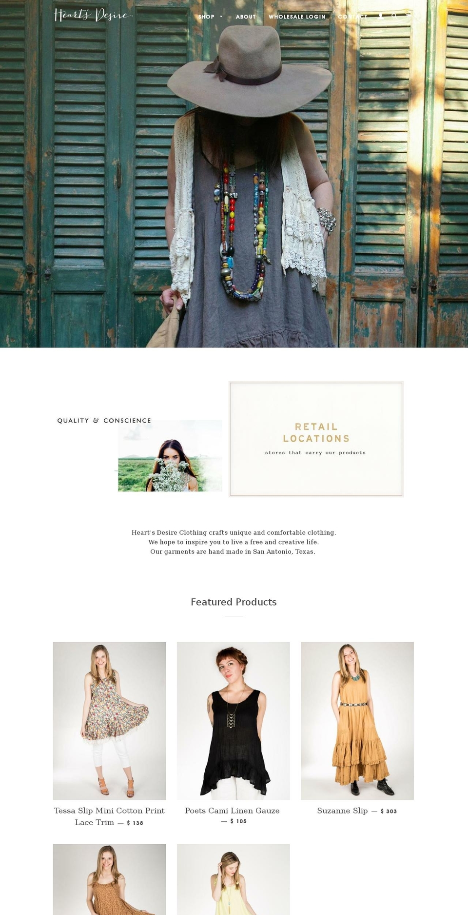 heartsdesireclothing.com shopify website screenshot