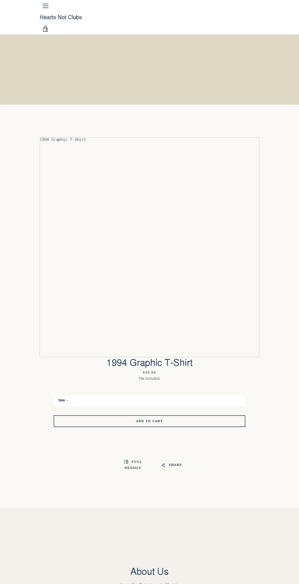 heartsnotclubs.com shopify website screenshot