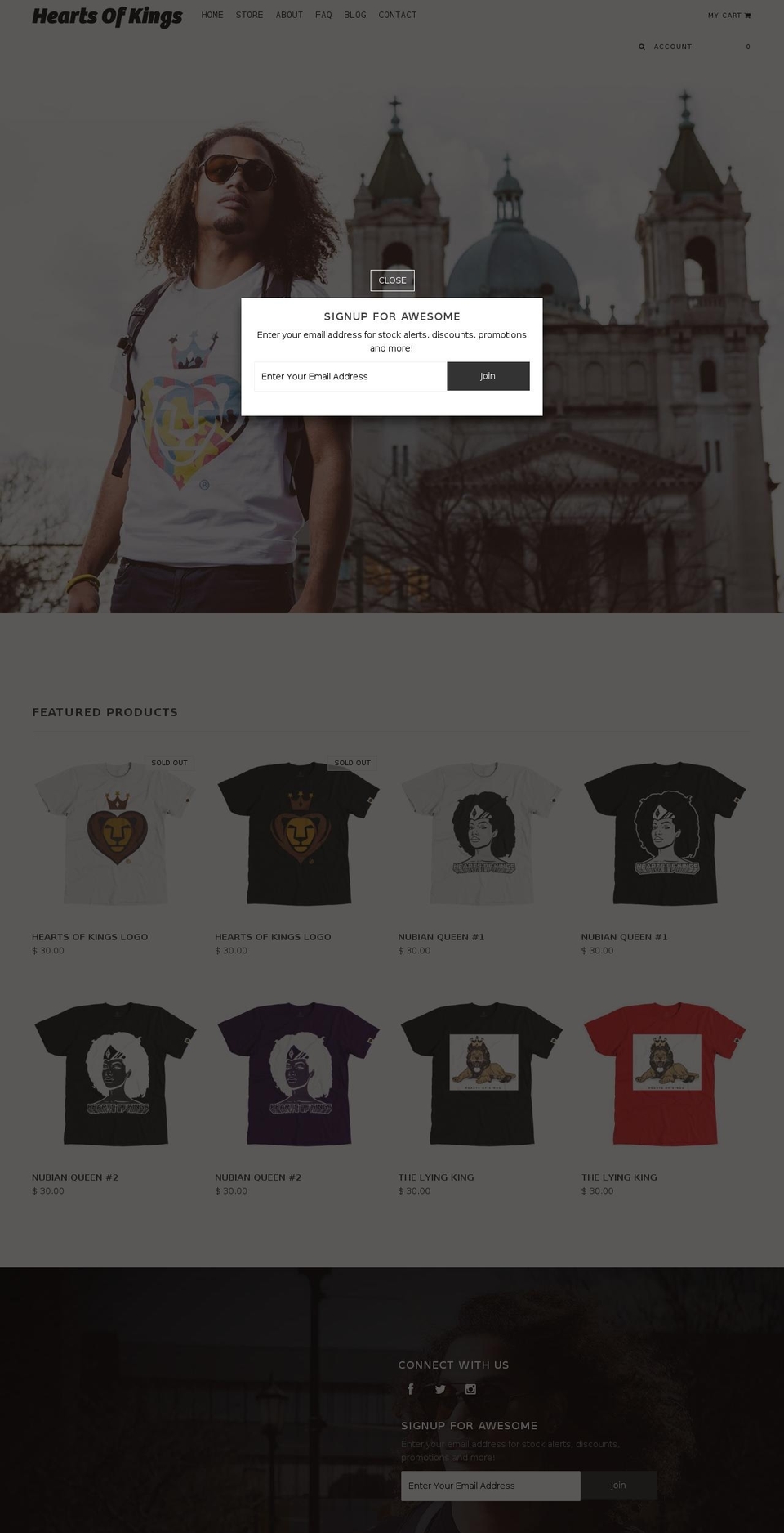 heartsofkings.com — Shopify storefront screenshot