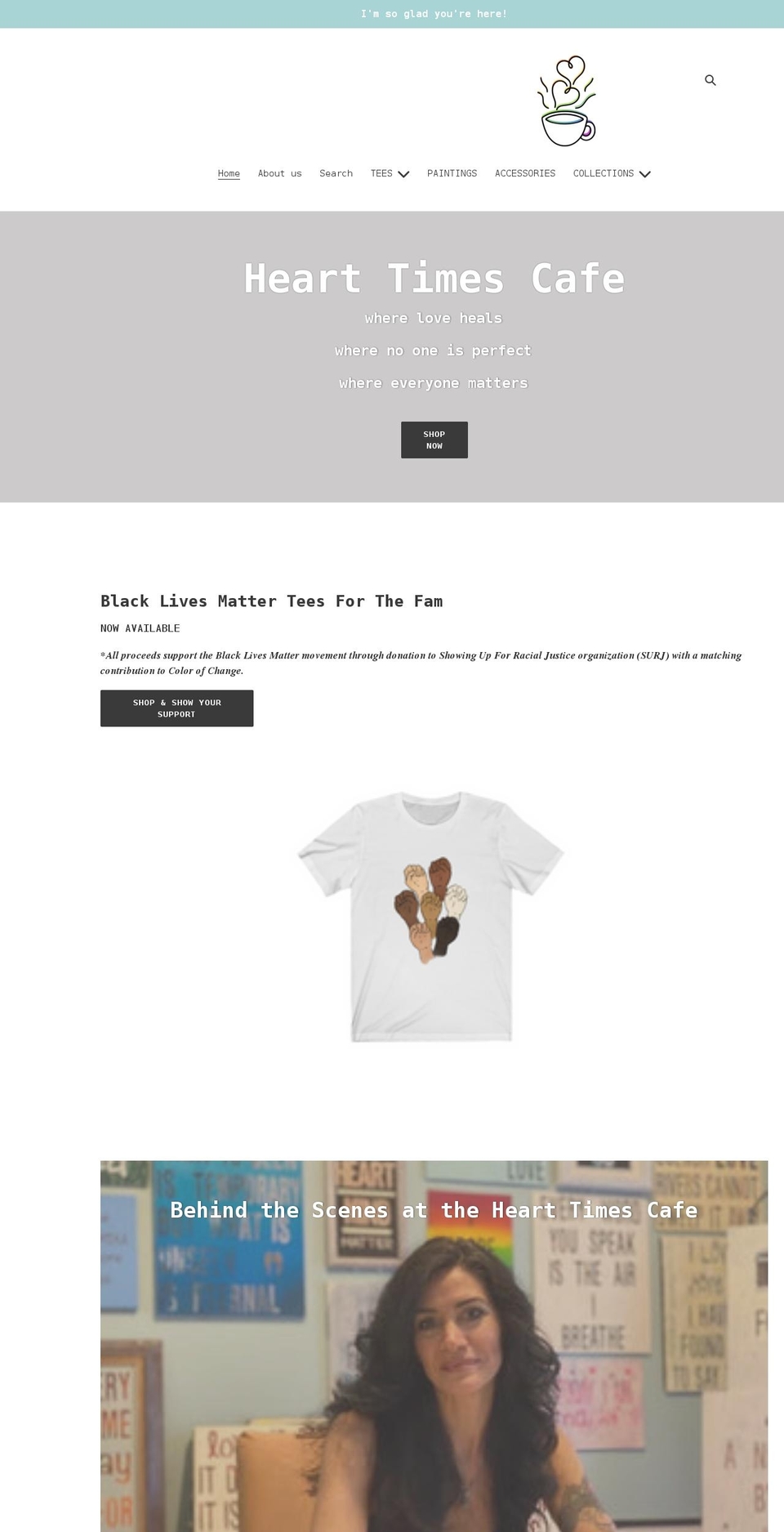 hearttimescafeshop.com shopify website screenshot