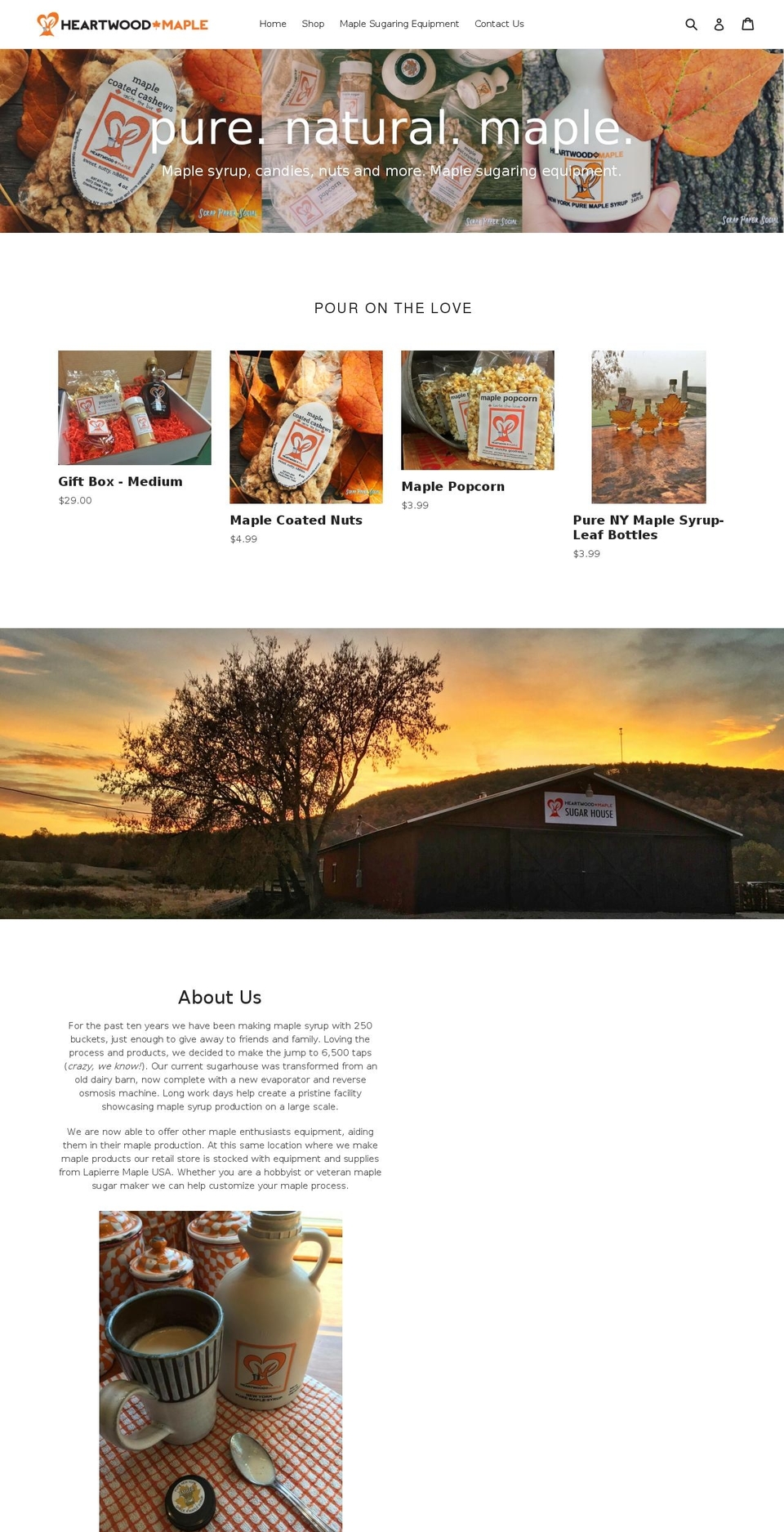 heartwoodmaple.com — Shopify storefront screenshot