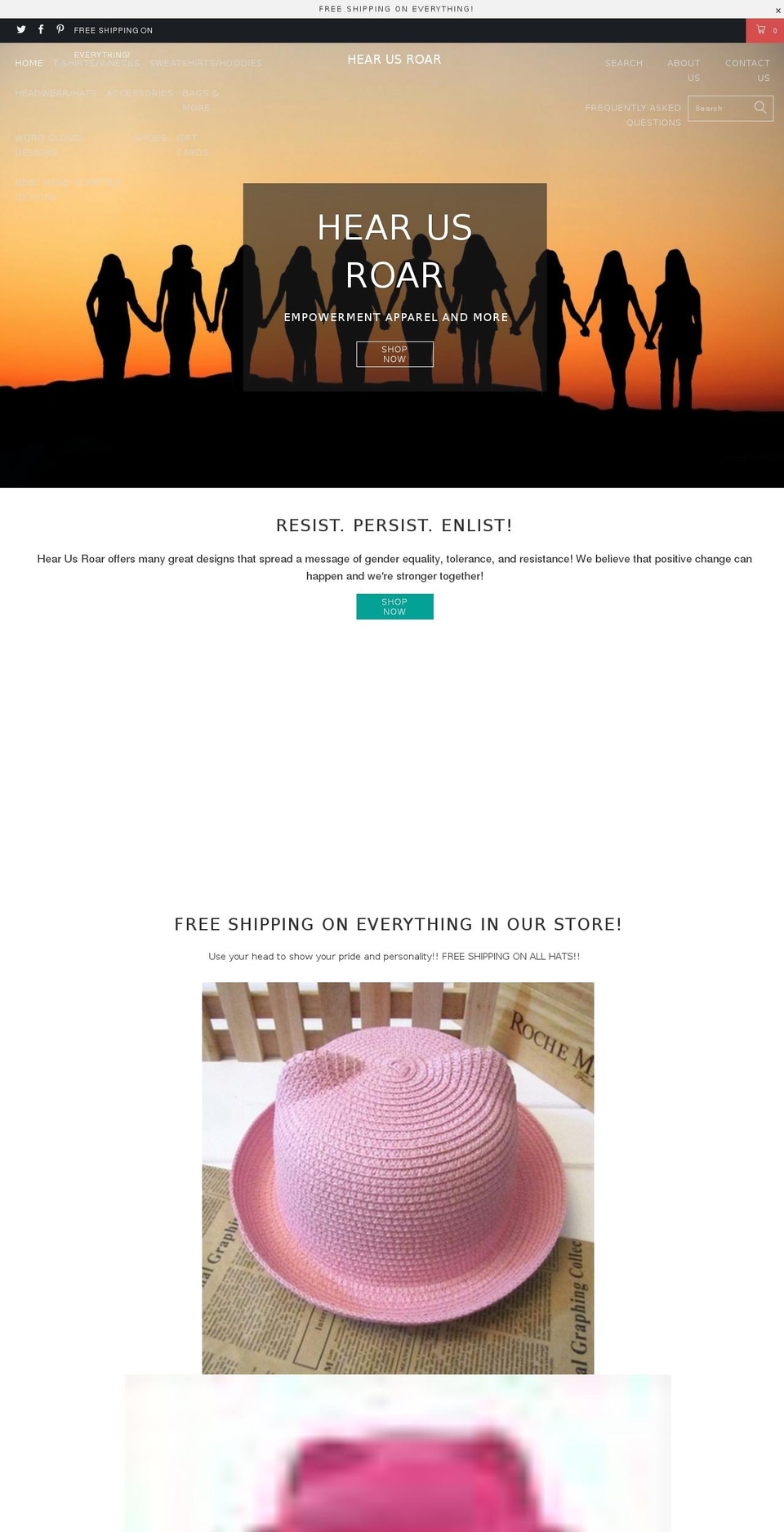 hearusroar.co shopify website screenshot