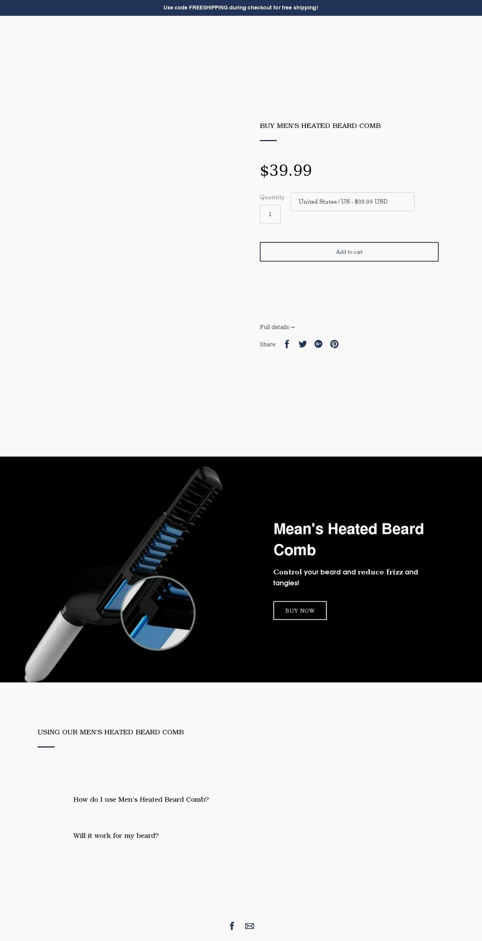 heatedbeardcomb.com shopify website screenshot