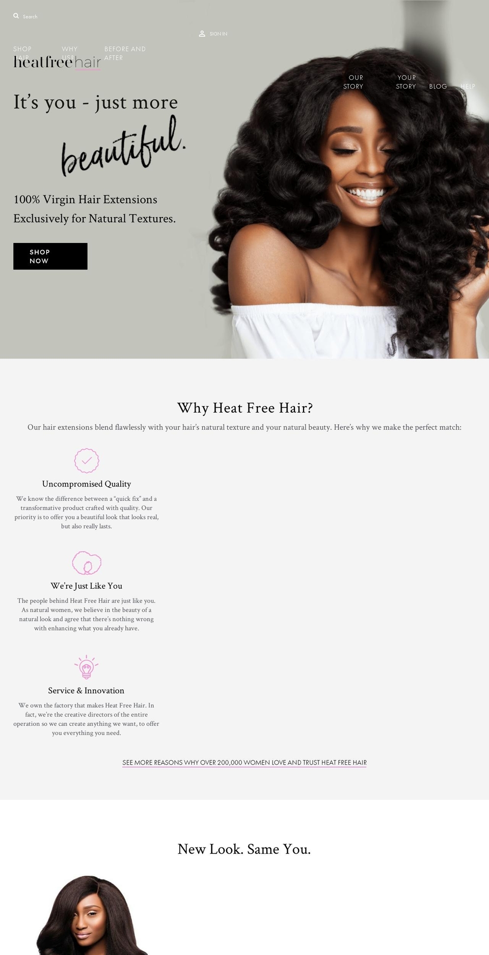 Heat Free Hair Shopify theme site example heatfreehair.com