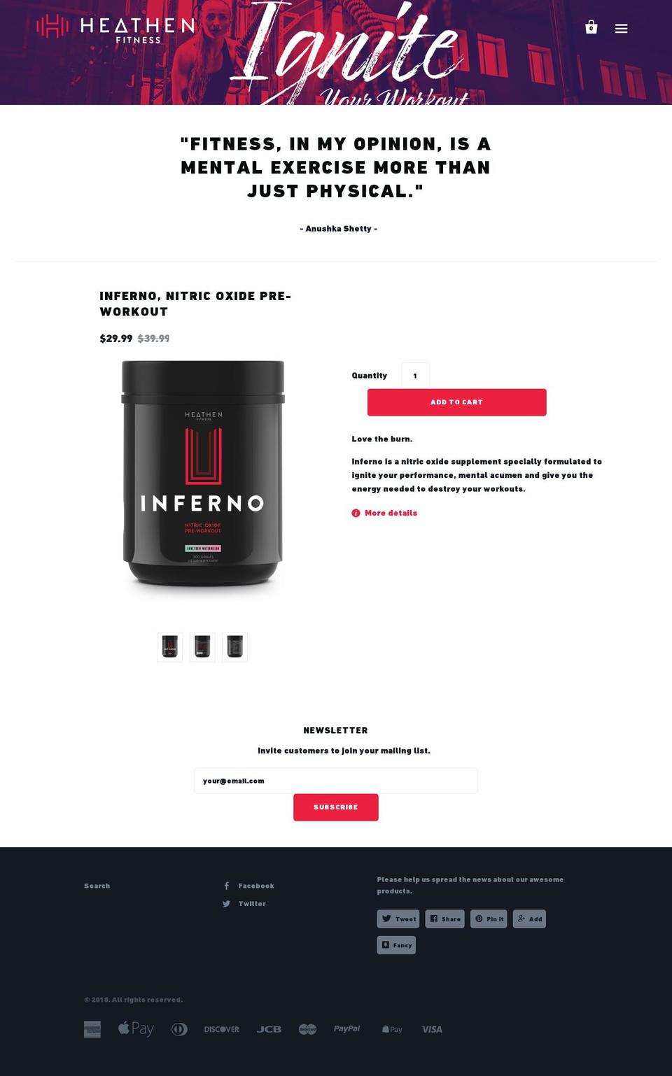 heathenfitness.com shopify website screenshot