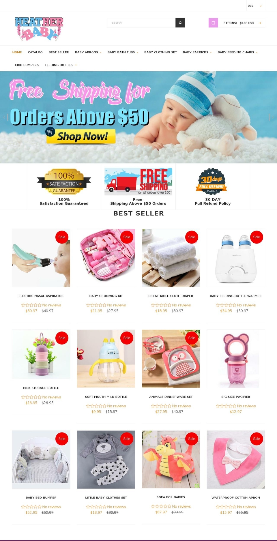 EcomClub Shopify theme site example heatherbaby.com