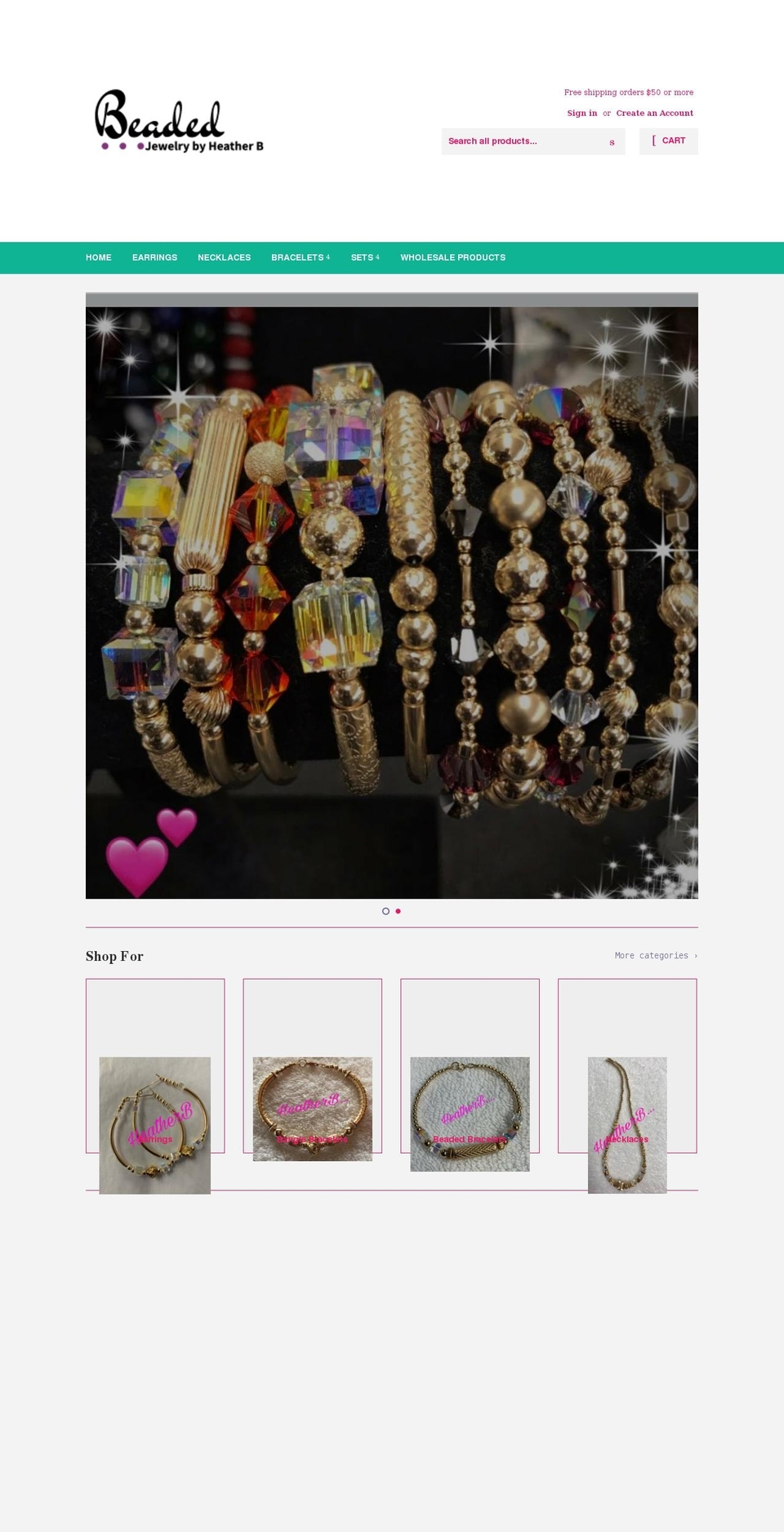 heatherbjewelry.com shopify website screenshot