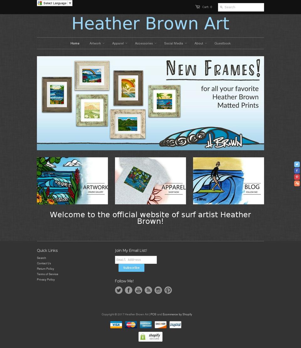 heatherbrownart.net shopify website screenshot