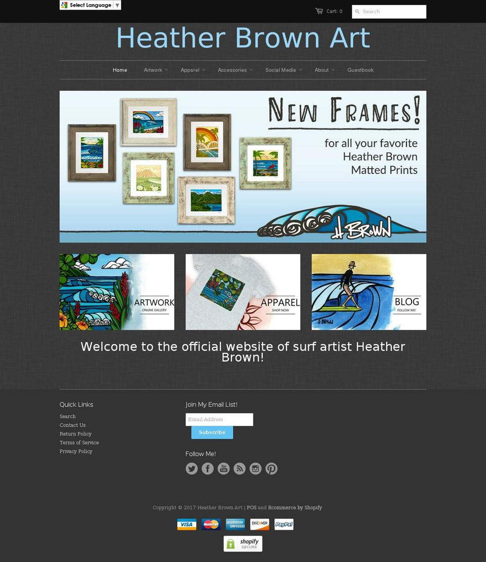 heatherbrownartgallery.com shopify website screenshot