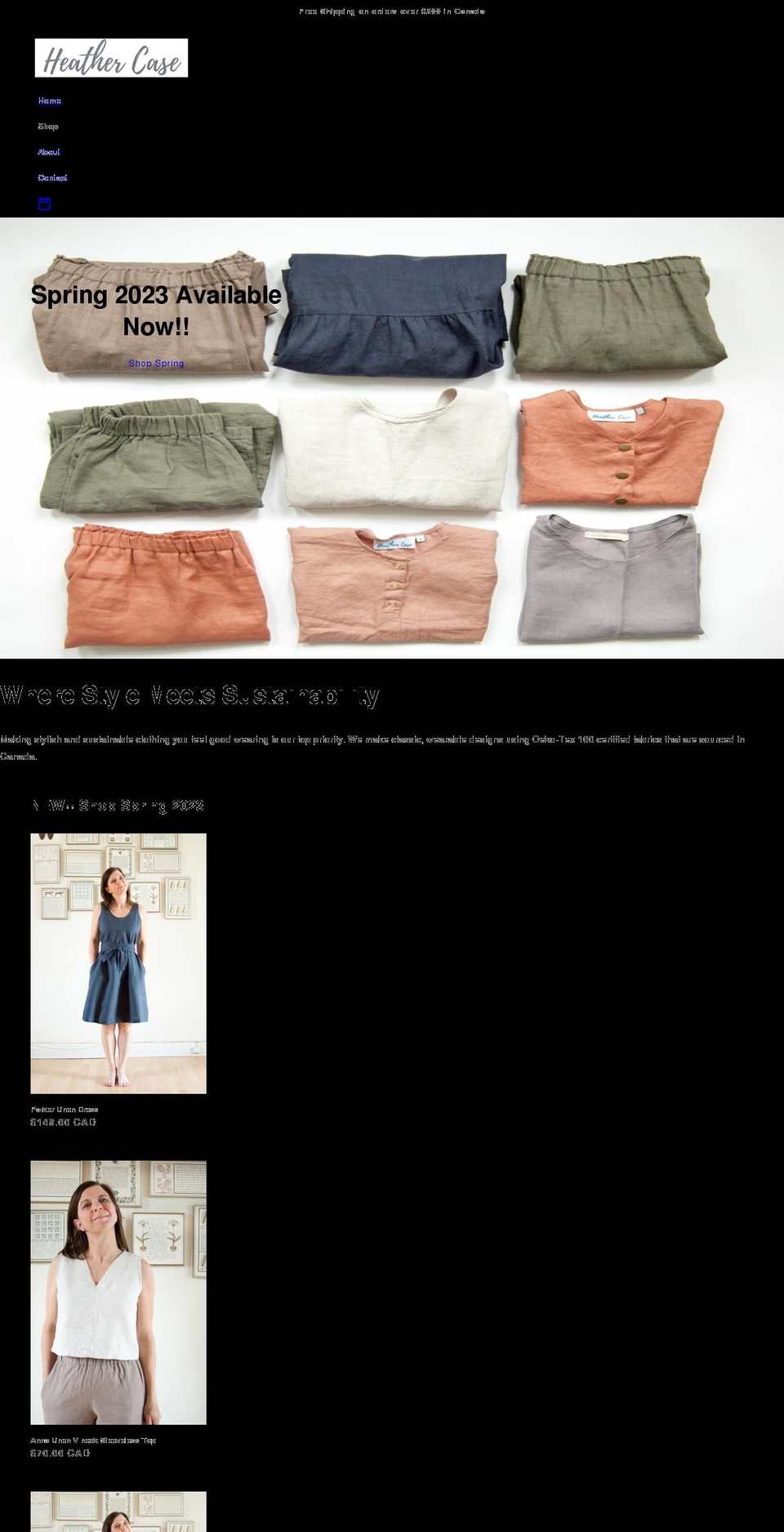 heathercase.ca shopify website screenshot
