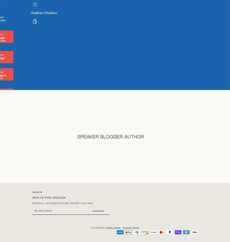 heatherchabino.com shopify website screenshot