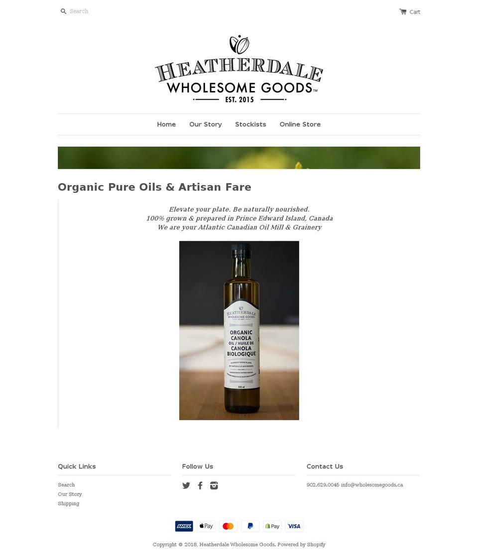 heatherdalewholesomegoods.ca shopify website screenshot