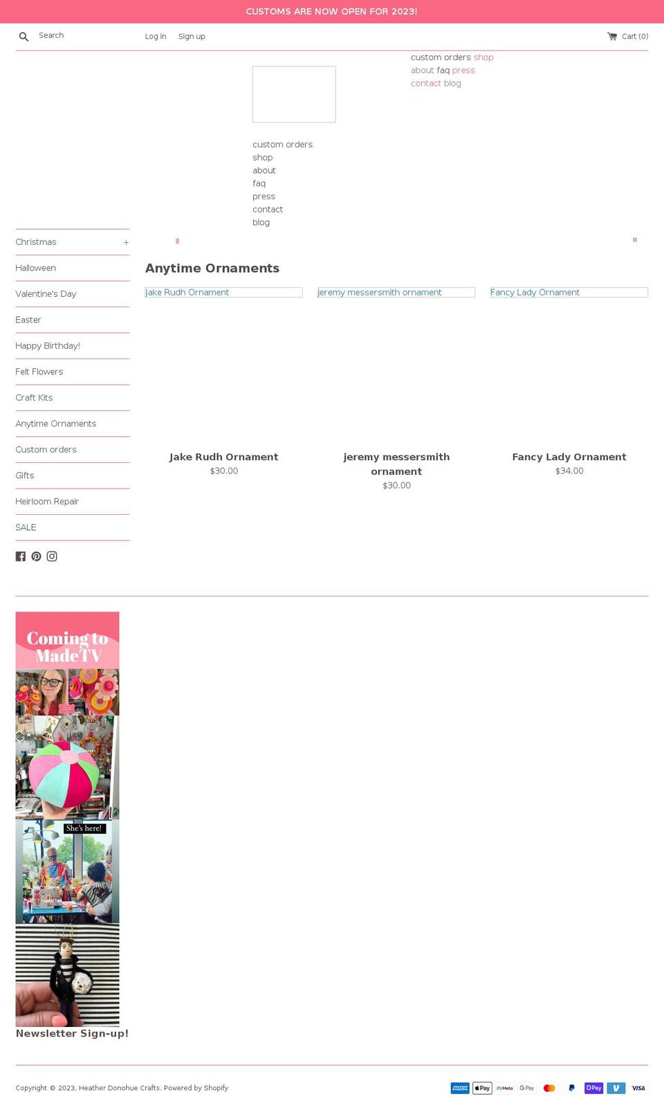 heatherdonohue.com shopify website screenshot