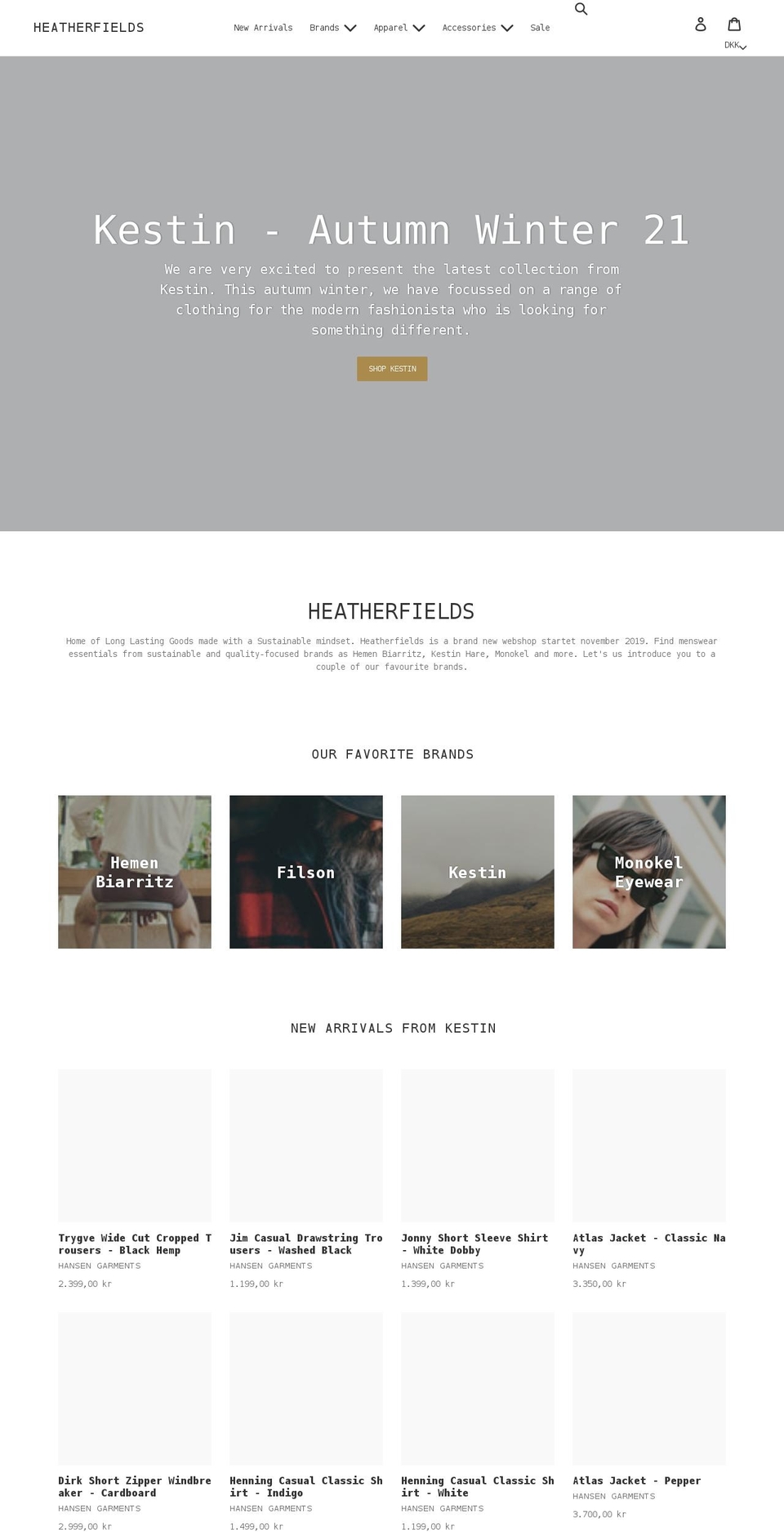 heatherfields.com shopify website screenshot