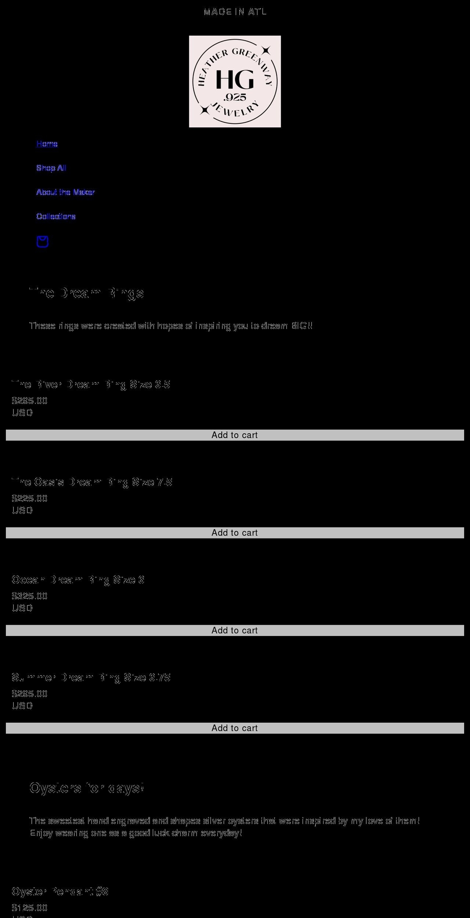 heathergreenwayjewelry.com shopify website screenshot