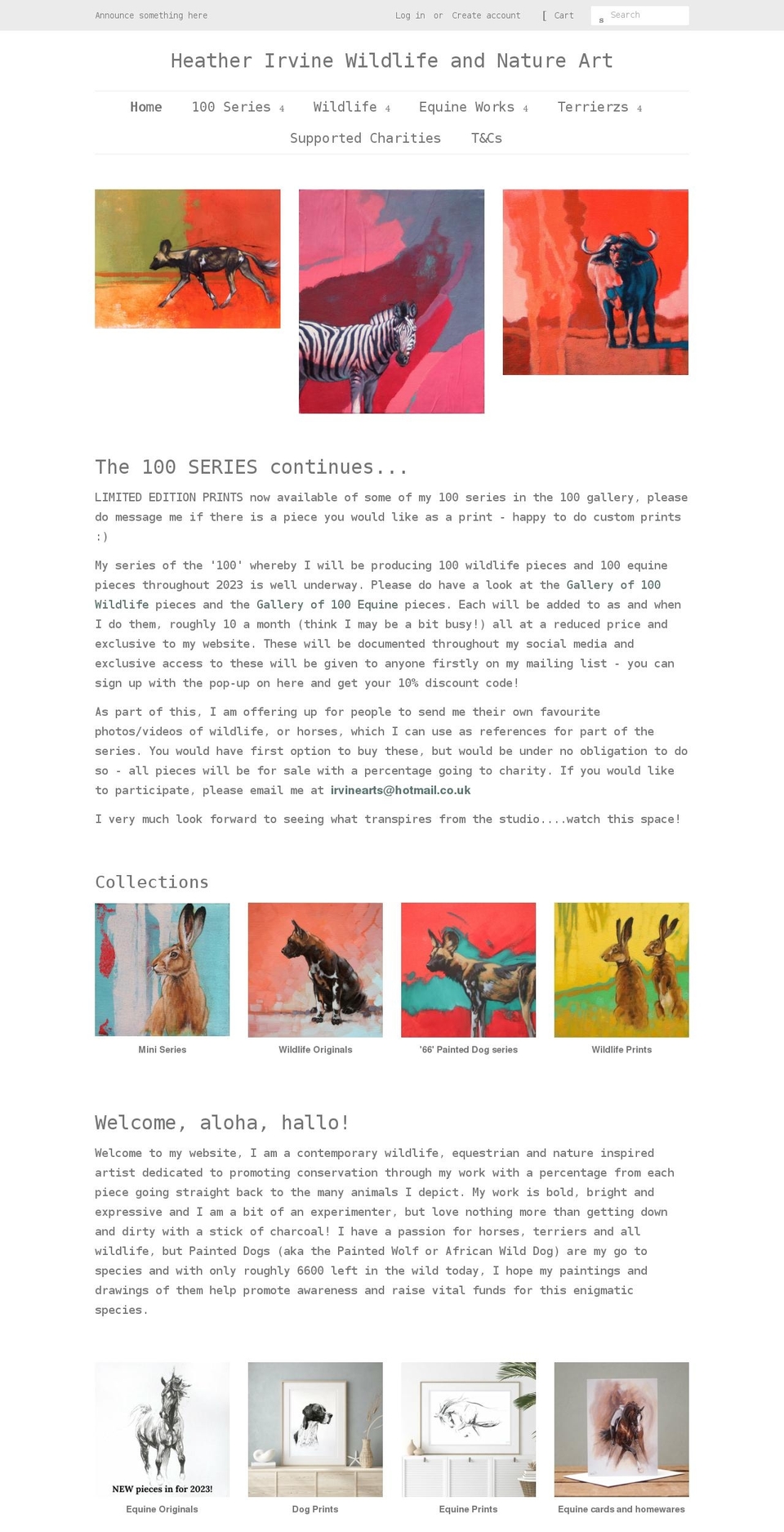heatherirvineartist.com shopify website screenshot