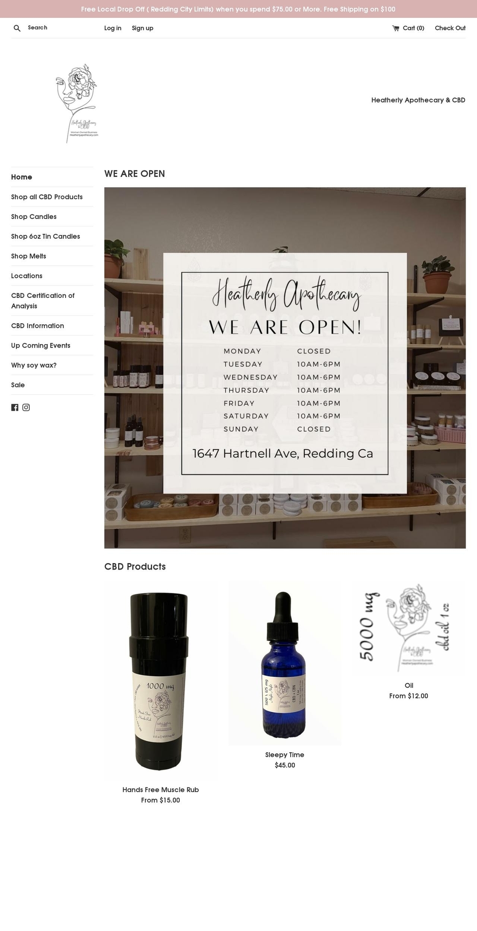 heatherlycandles.com — Shopify storefront screenshot