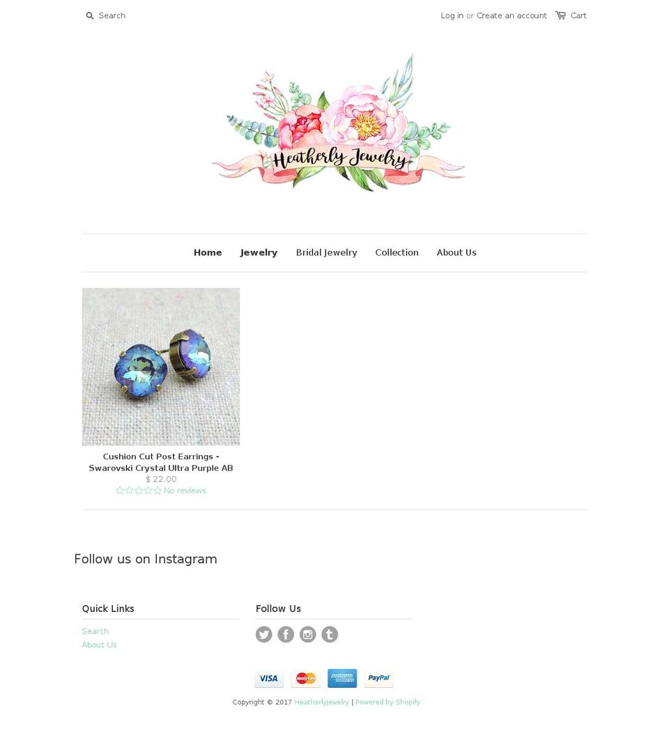 heatherlyjewelryco.com shopify website screenshot
