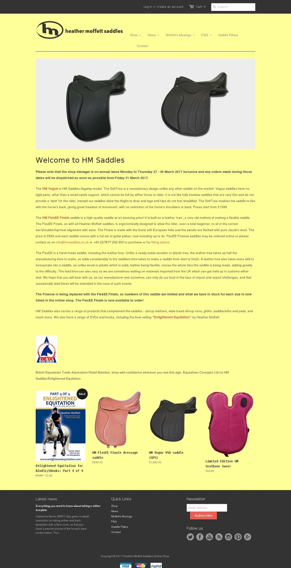 heathermoffettsaddles.com shopify website screenshot